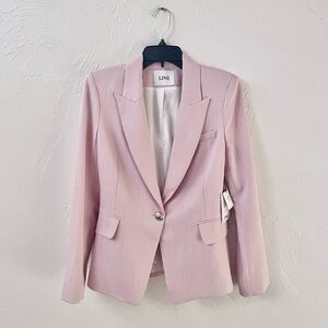 LINI NWT Eve Peak Lapel Lined Blazer in Pastel Soft Pink Chambray
